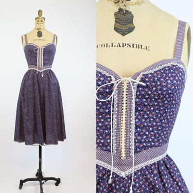 1970s Gunne Sax corset sun dress xxs | vintage lace up dress | new in 