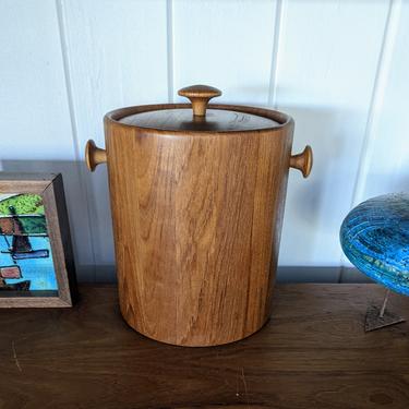 Early Danish Staved Teak Ice Bucket by Digsmed 
