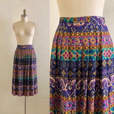 vintage 90's pleated printed midi skirt 