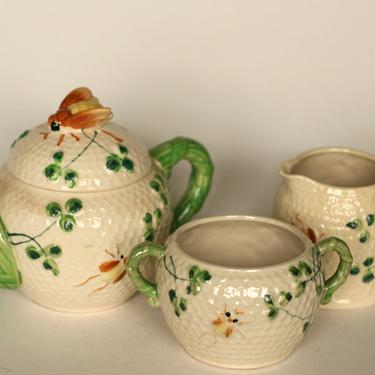 vintage honey comb tea set with honey bee's made in japan 