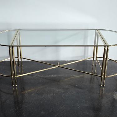 set of 3 brass cocktail tables in the style of Maison Jansen 