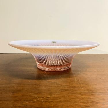 Vintage Fenton Glass Pink Opalescent Ribbed Large Console Bowl 