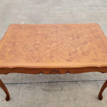 Vintage Country French Louis XV Style Carved Oak Parquet Extending Dining Table 