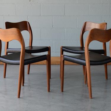 4 Moller Model 71 Teak Dining Chairs Mid Century Danish Modern 