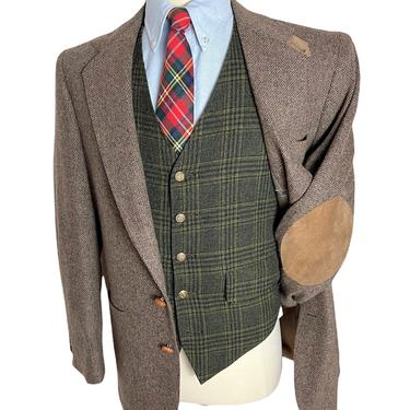NEW Old Stock ~ Vintage DONEGAL TWEED Wool Blazer ~ 40 R ~ jacket / sport coat ~ Elbow Patches ~ Chinstrap ~ Hunting ~ Preppy / Ivy / Trad 