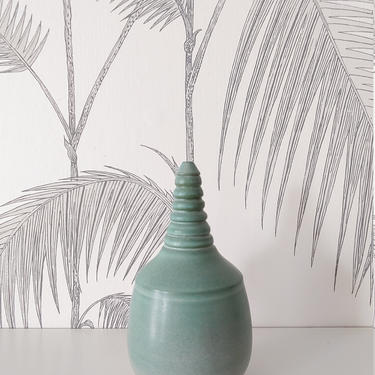 Handmade Vase, Single Stem, Aqua, New England Pottery, Contemporary 
