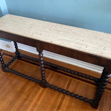 Antique Walnut Ball Turned Wood Hall Table SHIPPING NOT FREE 