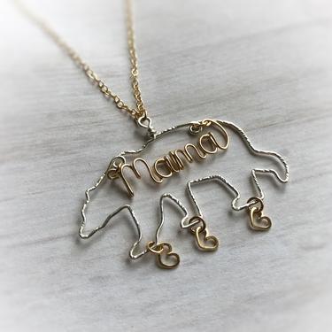 Gift for Her Mama Bear Necklace in Silver or Gold MamaBear Necklace for New Moms Gift for Mom or Wife - Push Present Gift 