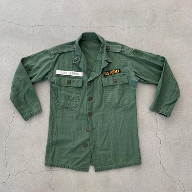 Vintage Green Cotton Sateen OG 107 Los Banos Shirt Jacket | S M | Fatigue Shirt Combat Uniform 