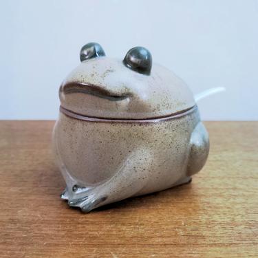 Vintage UCTCI Frog | Covered Condiment Jam Jar(s) | Plastic Spoon | Japan 