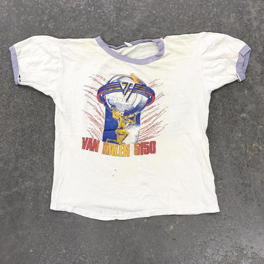 Vintage Van Halen Ringer Tee Retro 1980s 5150 + Concert Tour Shirt + Band T- Shirt + Graphic + Rock Band + Single Stitch + Unisex Apparel 