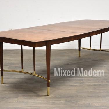 Bert England for Johnson Furniture Walnut and Brass Dining Table 