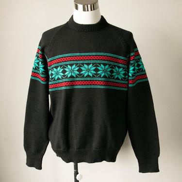 1970s Wool Sweater Hand Knit L 