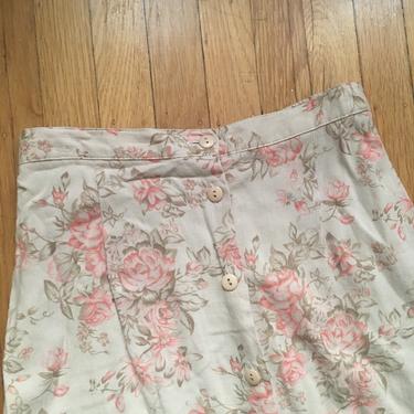 Vintage Floral Linen Skirt 