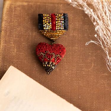 Embroidered Red Heart Honor Medal Pin