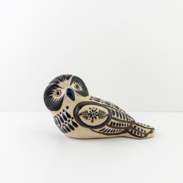 Mexican Tonala Pottery Owl Bird Figurine, Vintage Pottery Bird Sculpture, Southwestern Decor, Gift for Owl Collector 