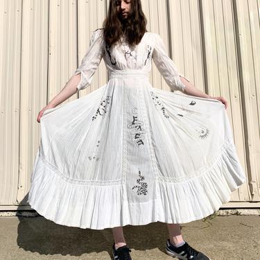 Hand-Inked Edwardian Apron Dress
