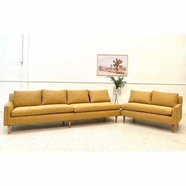 Vintage Golden Sun 2 Piece Mid Century Sofa Newly Upholstered 