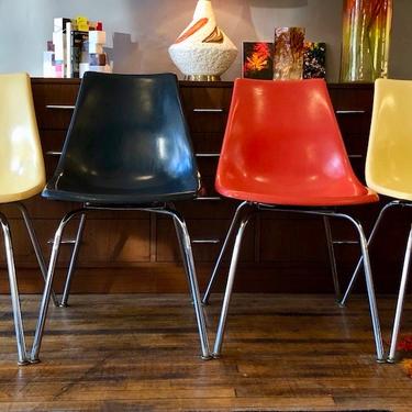Vintage Fiberglass Shell Chairs by Krueger -set of 4 multicolor