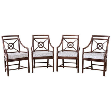 Set of Four McGuire Rattan Target Back Dining Chairs by ErinLaneEstate