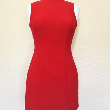Vintage 1980s/90s MAD Casuals Red Sheath Dress, Small Women 