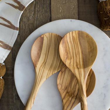Shallow Olive Wood Serving Spoon