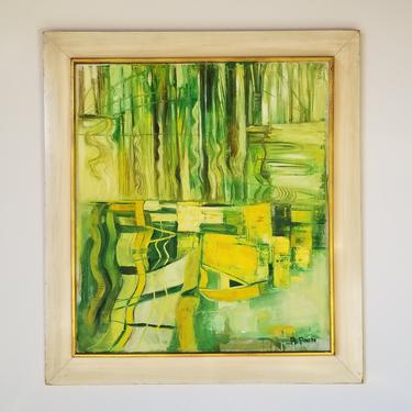 1970s Abstract Expressionist Oil Painting, Framed 