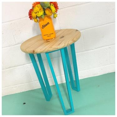 Modern Vintage Turquoise End Table