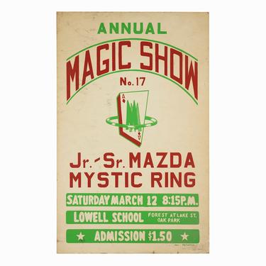 1960s Screenprint Mazda Mystic Ring Annual Magic Show Poster 