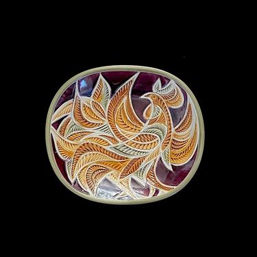 Vintage Fine Modernist Carved Ceramic Pottery Art Plaque Plate Avraham Gofer Israel Rooster Cock Bird 