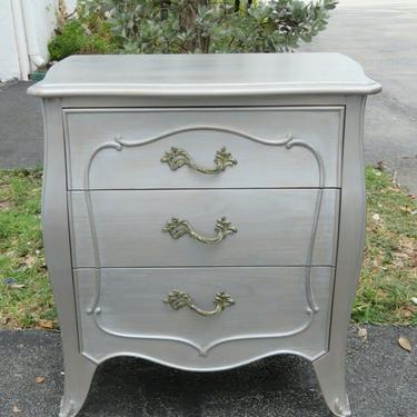 French Painted Silver Gray Nightstand End Side Table 2018