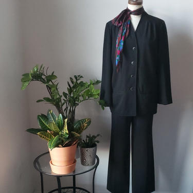 Vintage 1970s Bleyle Black Pant Suit,  Size XL Pant Suit 