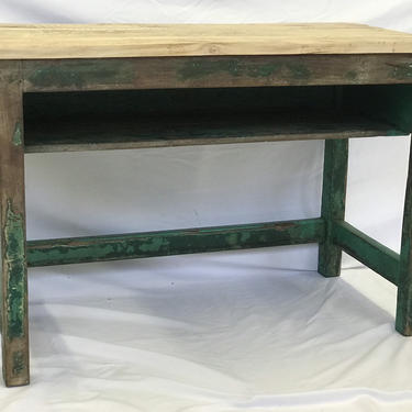 Free and Insured Shipping Within US - Antique Painted Side Table Desk Storage Stand with great Patina 