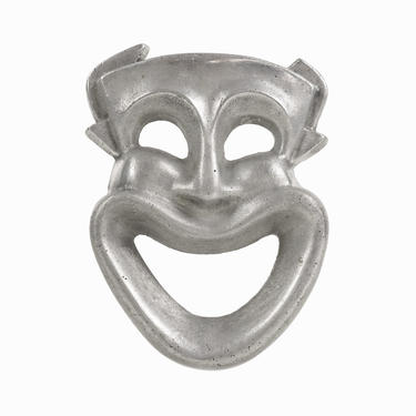 Vintage Cast Aluminum Comedy Mask Thespian Actor Mid Century Modern 