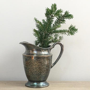 Vintage Silver Pitcher Hand Hammered Silver Plated Vase Andover Silver Co Rustic Farmhouse Southern Living 
