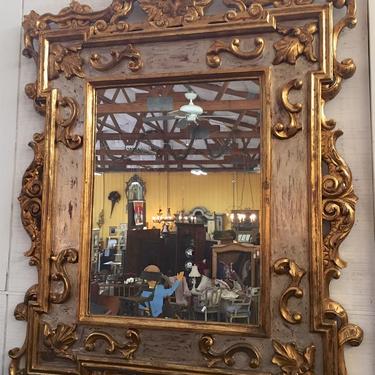 Hanging Figural Putti Cherub Wall Mirror | Gilded Hand-Carved Frame