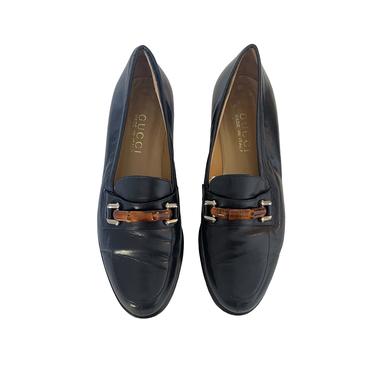 Gucci Navy Bamboo Loafers