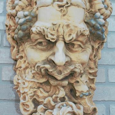 Vintage Bacchus God of Wine Greenman Wall Sculpture