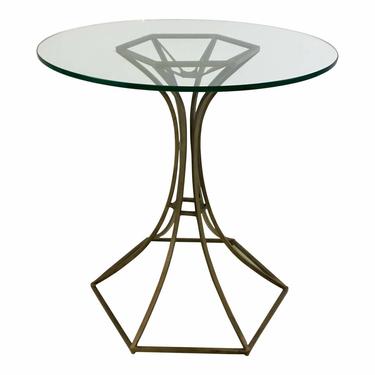 Modern Antique Brass and Glass Round Side Table