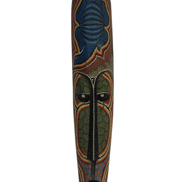 Handmade Tribal Wood Oval Multi-color Face Mask Wall Display Art cs3587E 