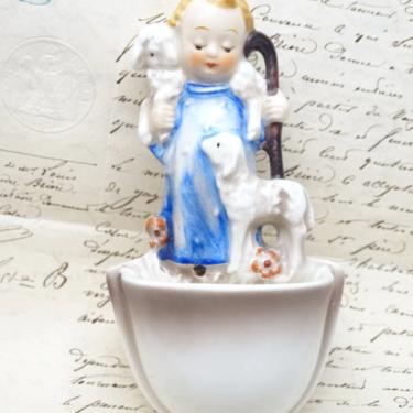 Antique  German Hummel Good Shepherd Holy Water Font, Goebel W. Germany, Hand Painted for Nativity, #35 