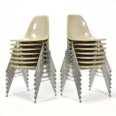 Set of 14 Eames DSS Fiberglass Side Chairs