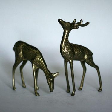 vintage brass deer buck and doe 
