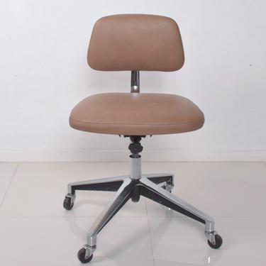 Saarinen KNOLL Office Desk Chair Cocoa Leather on Chrome 1970s 