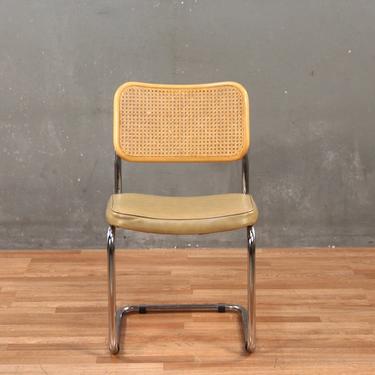 Mid Century Cane &amp; Vinyl Cantilever Chrome Chair – ONLINE ONLY