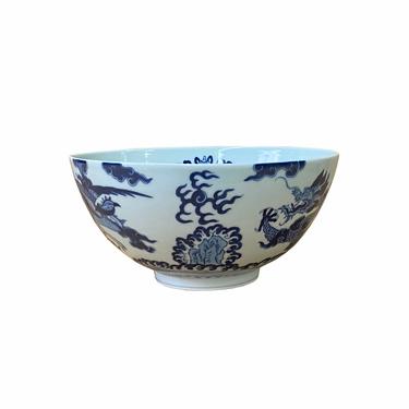 Chinese Blue &amp; White Porcelain Hand Painted Dragon Phoenix Bowl ws1535E 