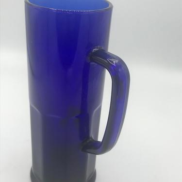 Vintage Cobalt Blue Extra Tall Mug Beer Stein Blue Glass Mug 19 OZ 