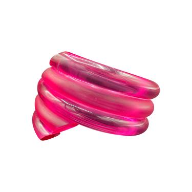 Judith Hendler 80s Pink Lucite Coiled Cuff Bracelet
