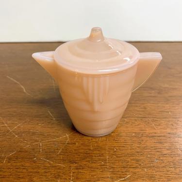 Vintage Akro Agate Stacked Disc Pink Childs Teapot with Lid 