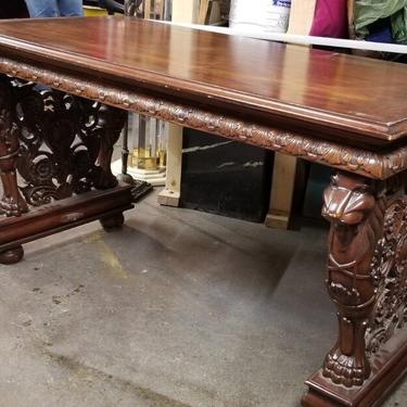 Antique Italian Renaissance Revival Ornate Carved Writing Desk/Entry Table